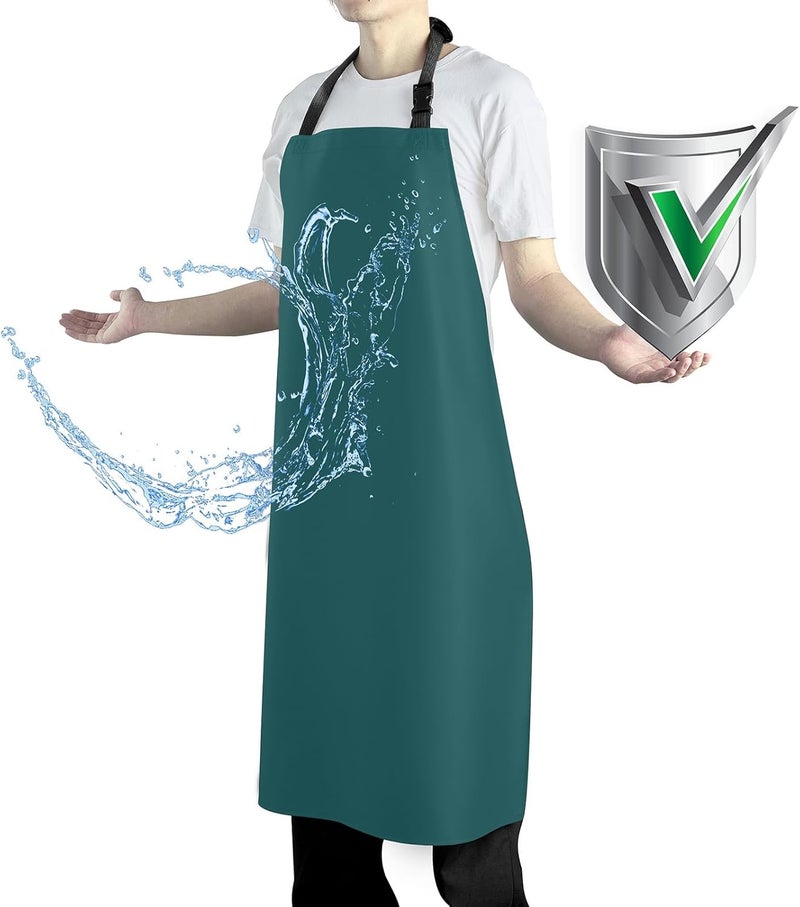 Vammcht Waterproof Apron with Comfortable Adjustable Bib Rubber Vinyl Dishwasher Heavy Duty Apron for Men Women Dishwashing - Image 1